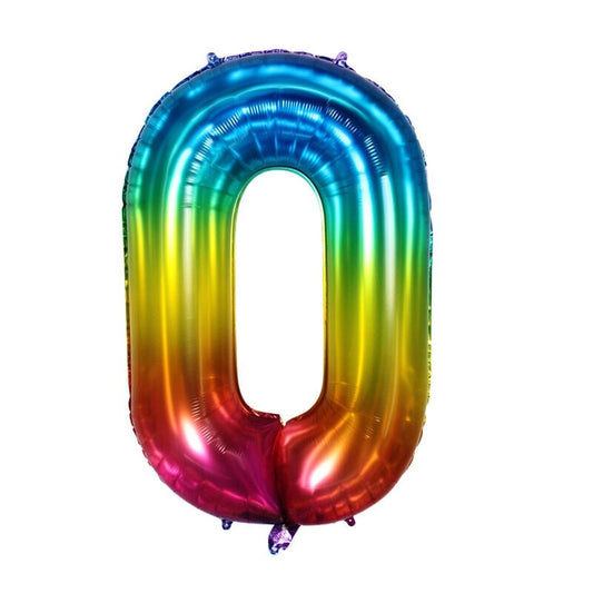 Giant Rainbow Jelly Number 0 Foil Balloon