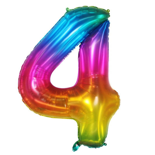 Giant Rainbow Jelly Number 4 Foil Balloon