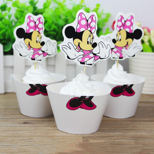 Disney's Minnie Mouse Cupcake Wrapper and Topper Set with classic Minnie Mouse designs for themed celebrations