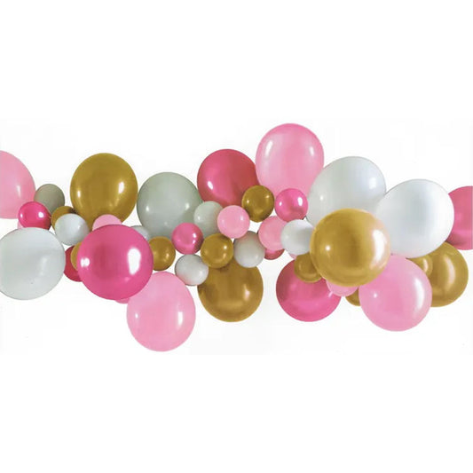 Pink, white, and gold balloon garland kit for elegant party decorations