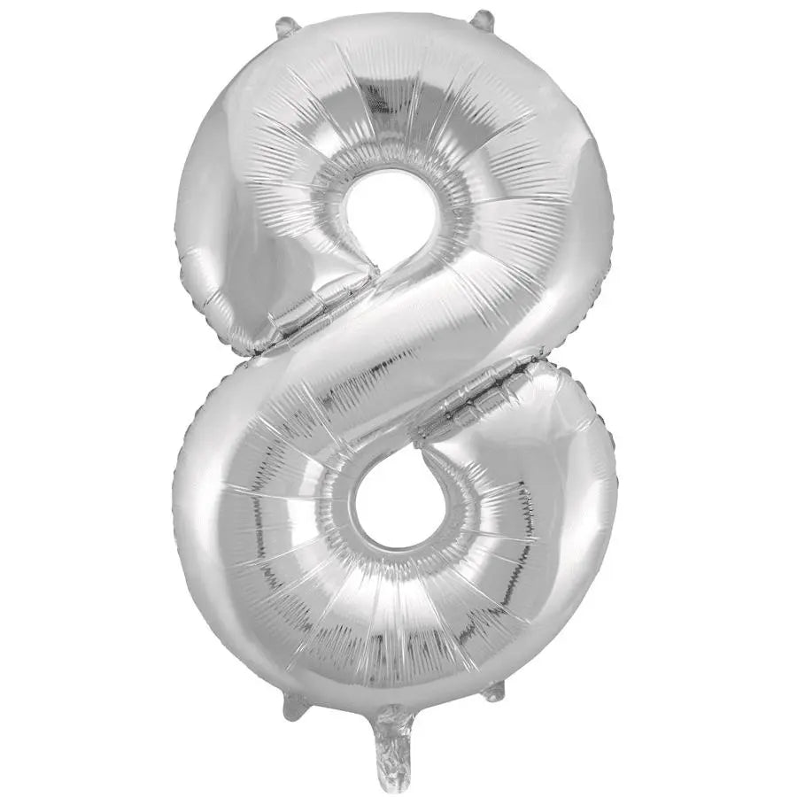 Giant Silver Number 8 Foil Balloon