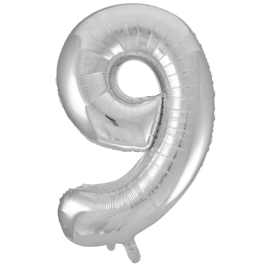 Giant Silver Number 9 Foil Balloon