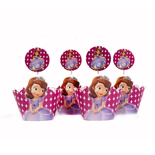 Princess Sophia Disney-themed cupcake wrappers and toppers featuring Princess Sophia and enchanting designs