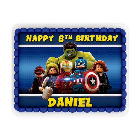 Rectangle Personalized Cake Images with The Avengers design