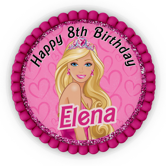 Round Barbie Personalized Cake Images for a memorable celebration