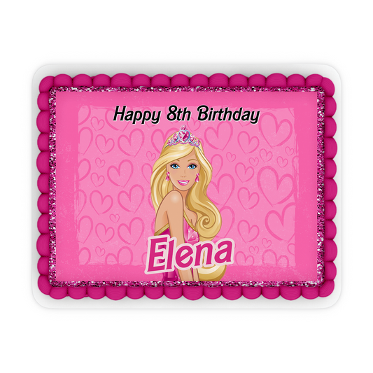 Rectangle Barbie Personalized Cake Images adding a touch of Barbie magic