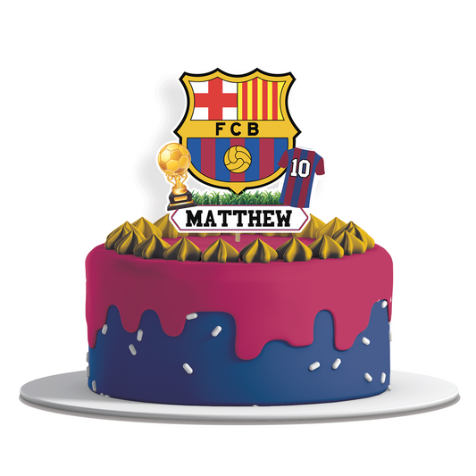 FC Barcelona themed personalized cake toppers