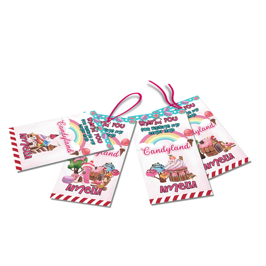 Favor tags or thank you tags with a Candy Land theme