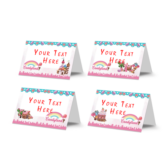 Food tents or food cards with a Candy Land theme