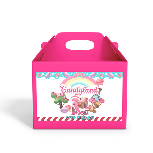 Gable box label with a Candy Land theme