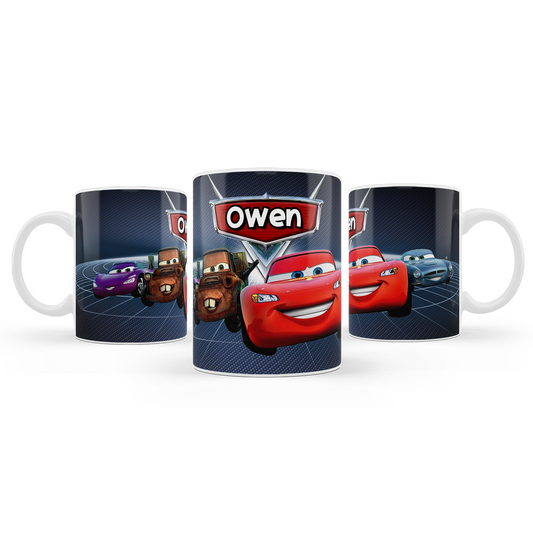 Cars Lightning McQueen Sublimation Mug enjoying your favorite beverage in style