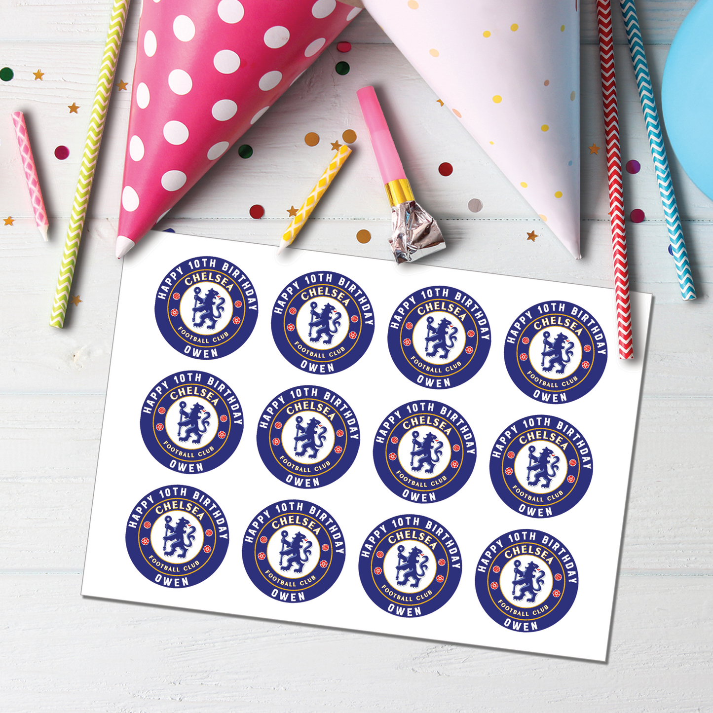 Chelsea FC Personalized Cupcakes Toppers - A Sweet Addition to Your Party