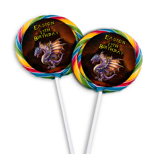 Lollipop label with a Dragon theme