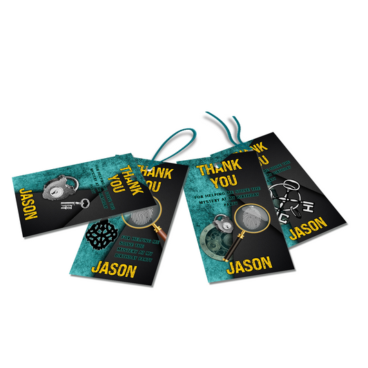 Favor tags or thank you tags with an Escape Room theme