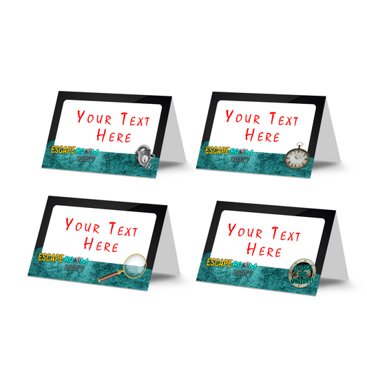 Food tents or food cards with an Escape Room theme