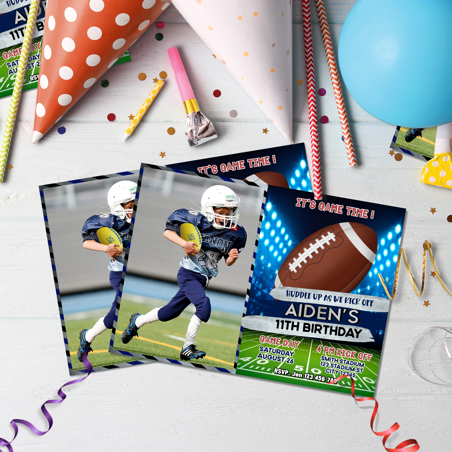 Football Birthday Decorations, NFL Party Supplies, First Touch Down, Cardinals Broncos Jaguars Rams Bears Packers Panthers Falcons, Football SVG