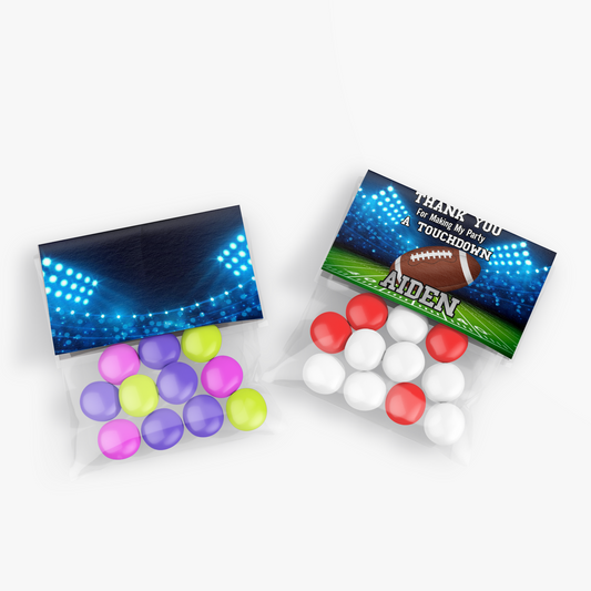 Treat bag label or candy bag label with a Football theme