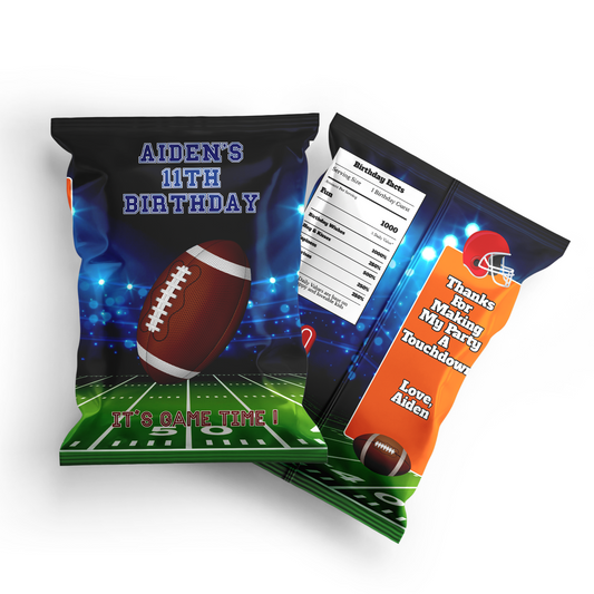 Chips bag label with a Football theme