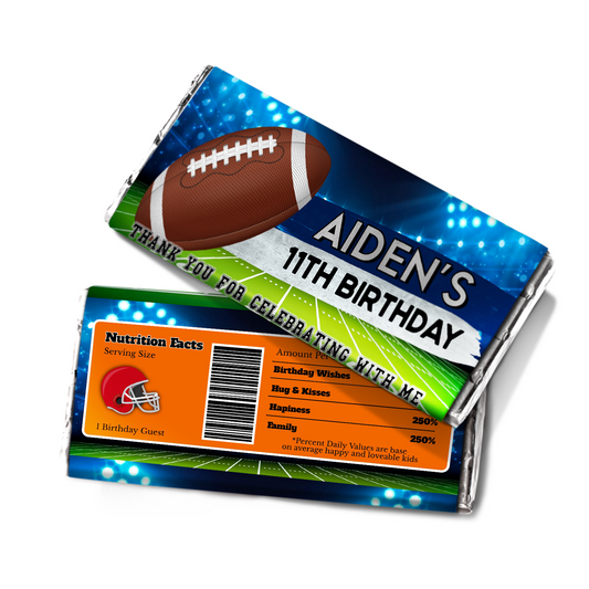 1.55oz Hershey’s chocolate label with a Football theme