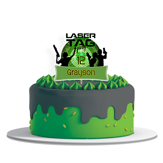 Personalized Cake Toppers for a Laser Tag themed party