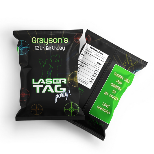 Chips Bag Label for a Laser Tag event