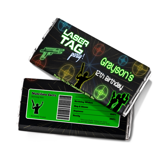 1.55oz Hershey’s Chocolate Label for a Laser Tag themed party