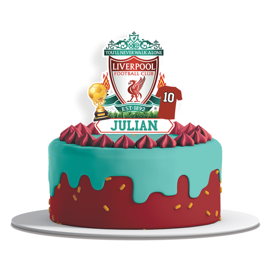 Liverpool FC themed personalized cake toppers