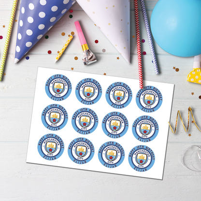 Manchester City FC Personalized Cupcakes Toppers - A Sweet Addition to Your Party