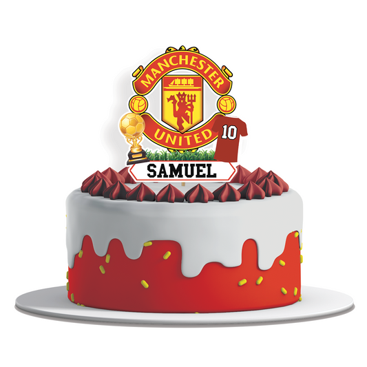 Manchester United FC themed personalized cake toppers