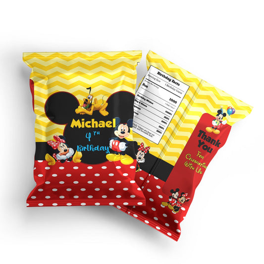 Chips Bag Label with Mickey & Minnie Mouse theme