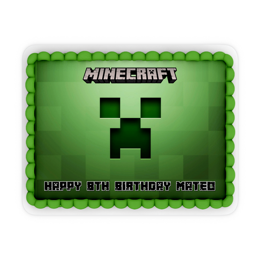 Rectangle Minecraft Personalized Cake Images adding a touch of Minecraft magic