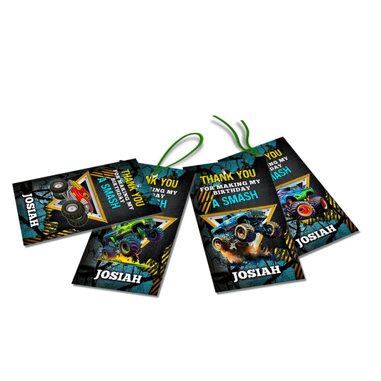 Monster Jam favor tags or thank you tags