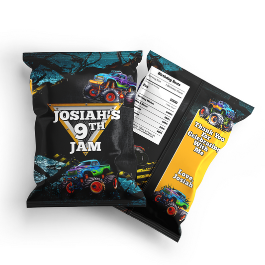 Monster Jam chips bag label
