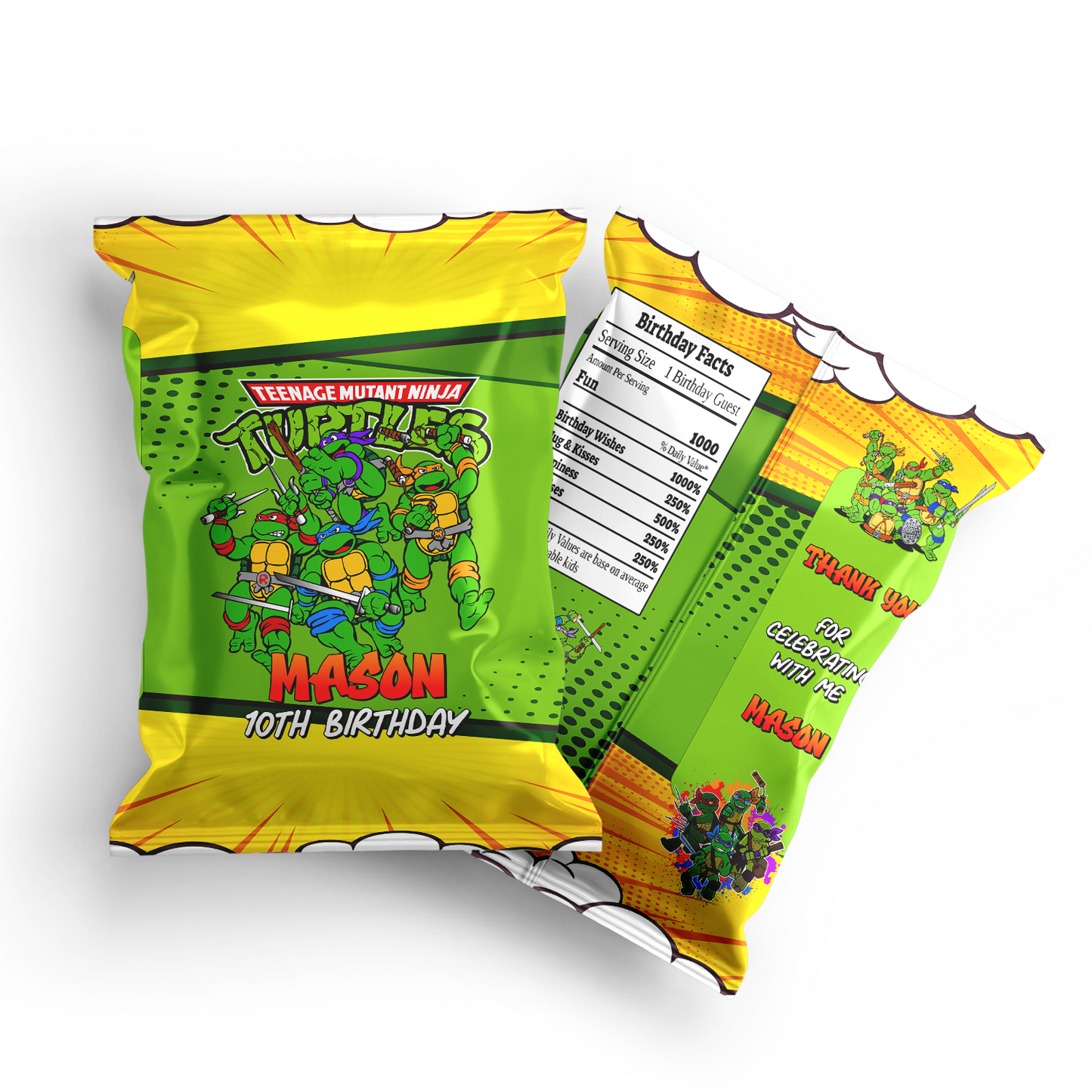 Teenage Mutant Ninja Turtles chips bag label