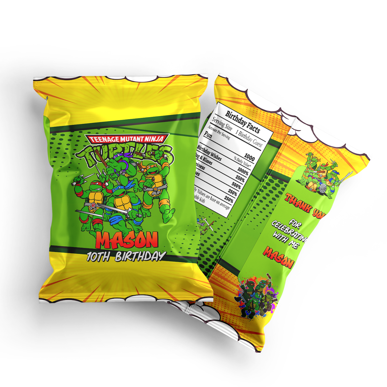 Teenage Mutant Ninja Turtles chips bag label