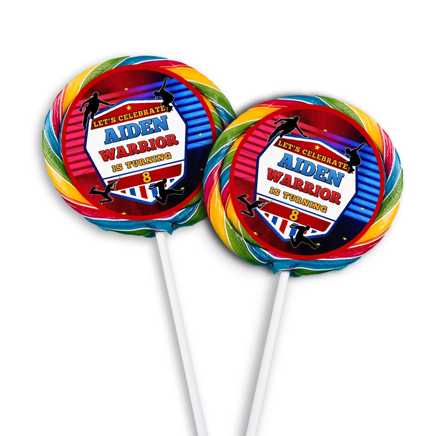 Ninja Warrior themed lollipop label