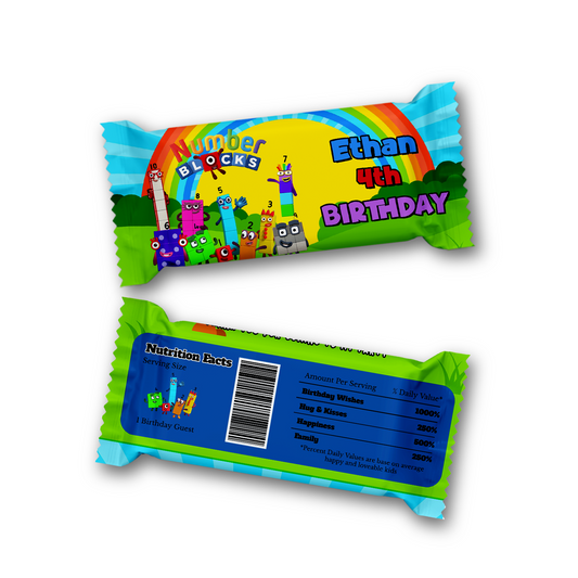 Personalized Rice Krispies Treats Labels & Candy Bar Labels with NumberBlocks Designs