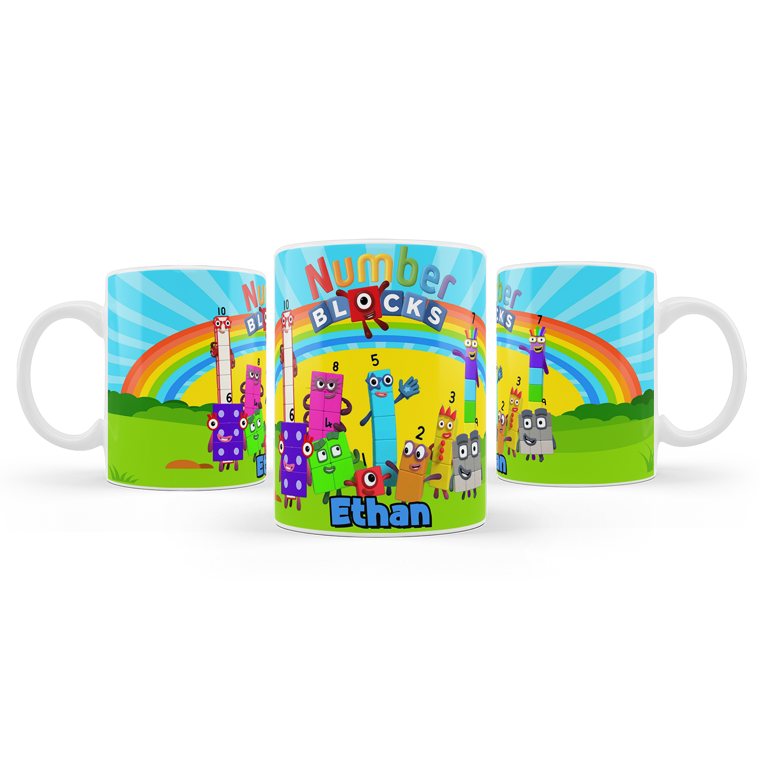Personalized Sublimation Mugs with NumberBlocks Design