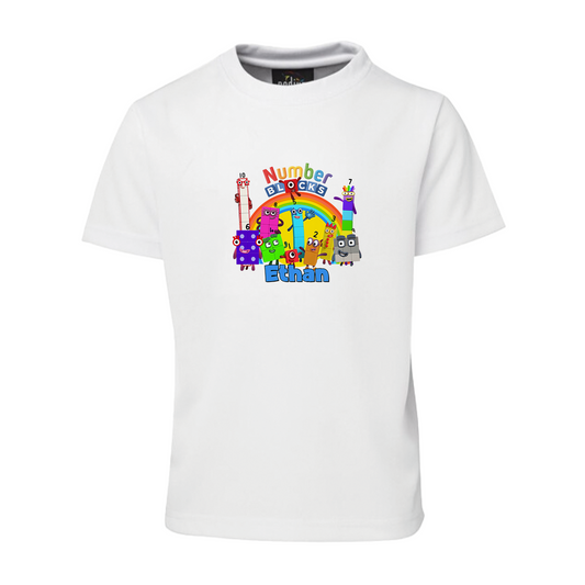 Personalized Sublimation T-Shirts with NumberBlocks Theme
