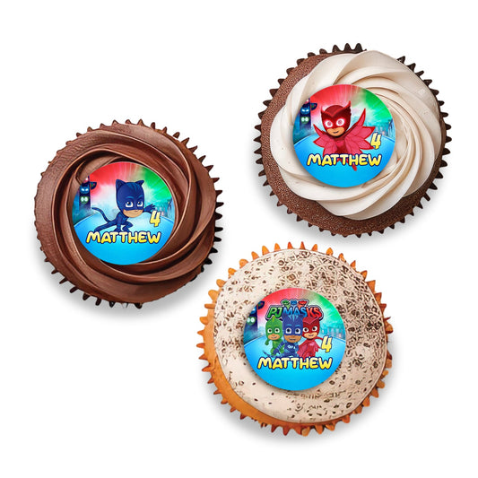 Personalized PJ Masks Cupcakes Toppers for Sweet Treats