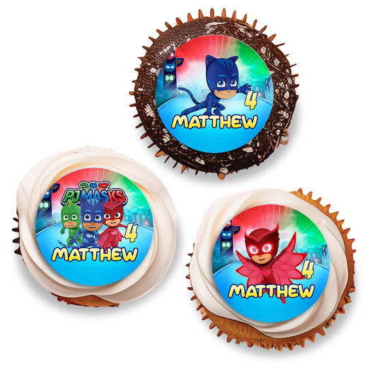 Personalized PJ Masks Cupcakes Toppers for Sweet Treats