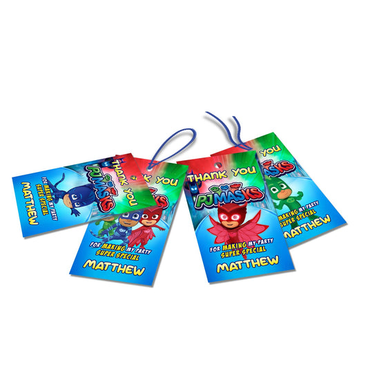 PJ Masks Thank You Tags for Party Favors