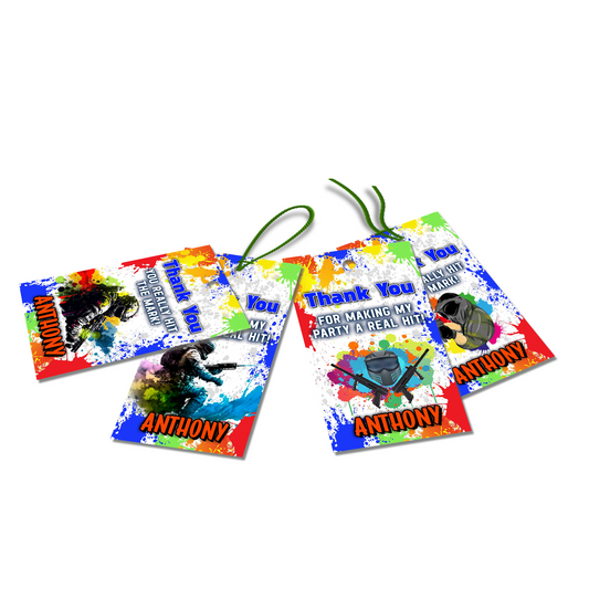 Favor Tags/Thank You Tags for Paint Ball Games