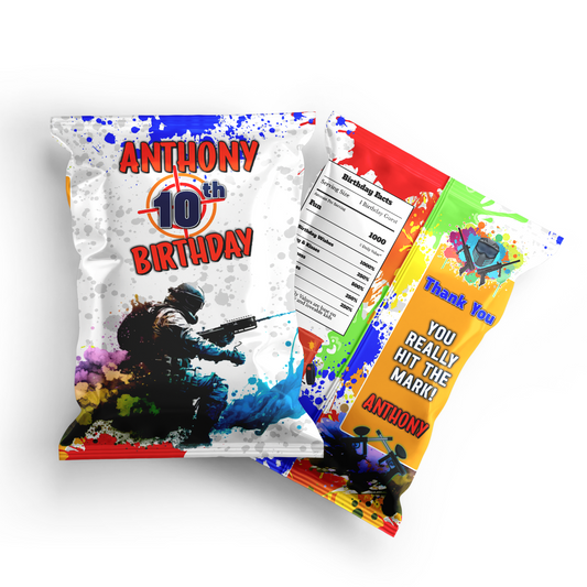 Chips Bag Label for Paint Ball Games