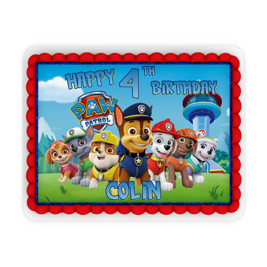 Rectangle Personalized Cake Images with Paw Patrol design