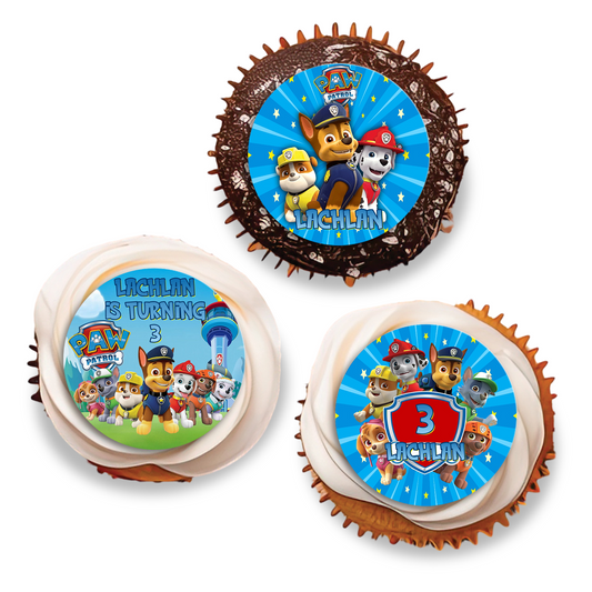 Paw Patrol themed Personalized Cupcakes Toppers