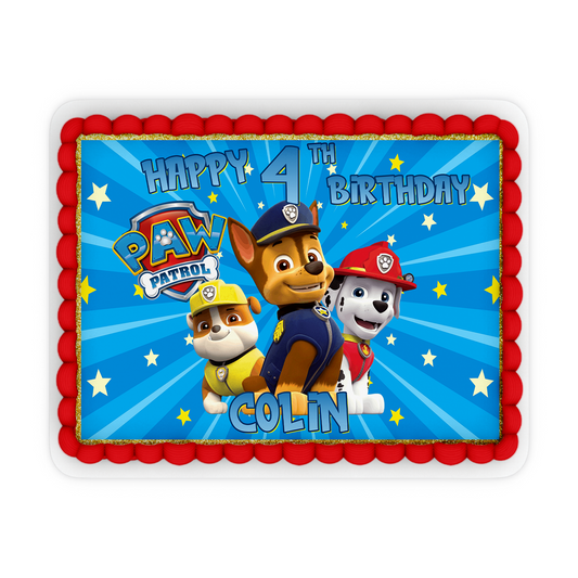 Rectangle Personalized Cake Images with Paw Patrol design
