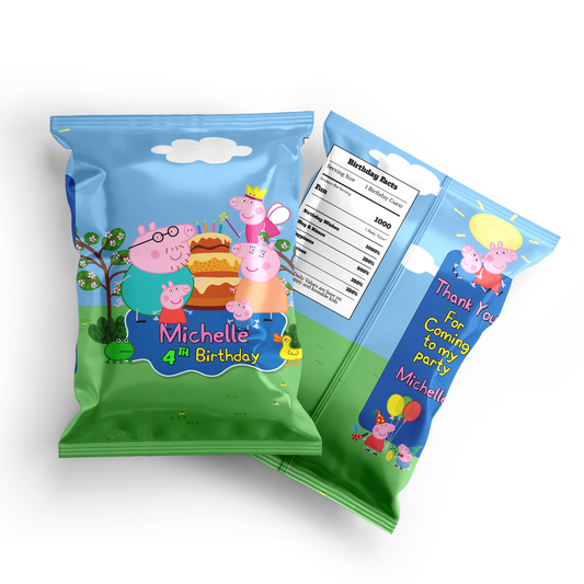 Chips Bag Label with Peppa Pig theme