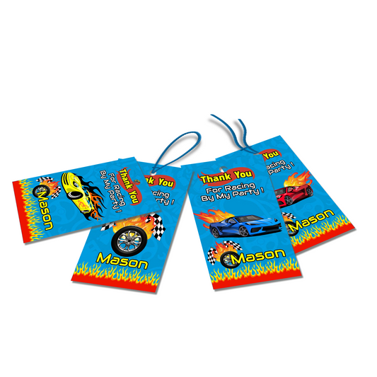 Favor Tags/Thank You Tags for Race Car, Hotwheels, Nascar Games
