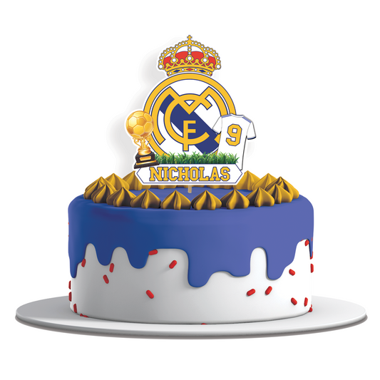 Real Madrid CF themed personalized cake toppers